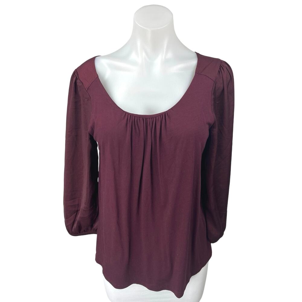 NEW Banana Republic Women's Maroon Cutout Tie Back Long Sleeve Blouse Top Size S